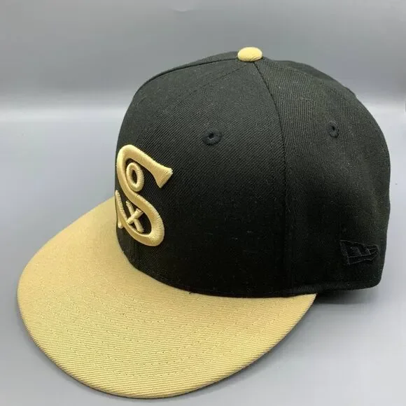 Chicago White Sox Hat Men 7 1/2 Black Green 59Fifty New Era Fitted‎ Cap